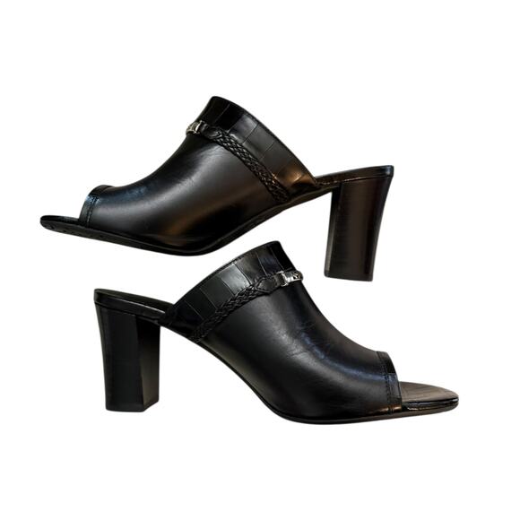 Brighton Ray Black Leather Slide Mules Made In Italy Size 9.5 - Picture 6 of 8